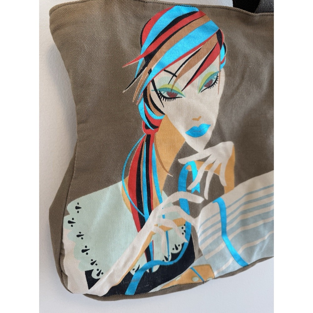 Vintage Custo Barcelona Art Tote Bag Y2K 90's Graphic Canvas Illustrated Woman - Picture 4 of 10